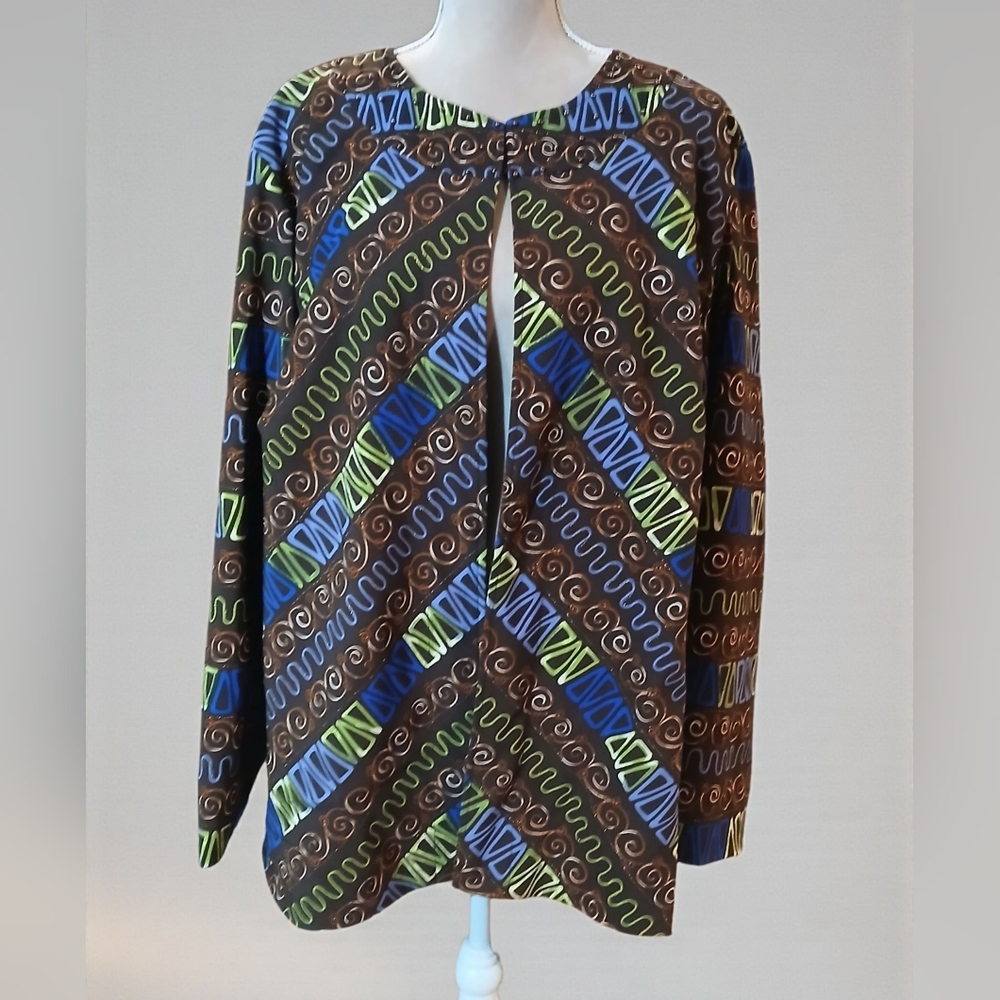 Maggie Barnes Cotton Lined Brown Geometric 2x Beaded Womans 2x Artsy